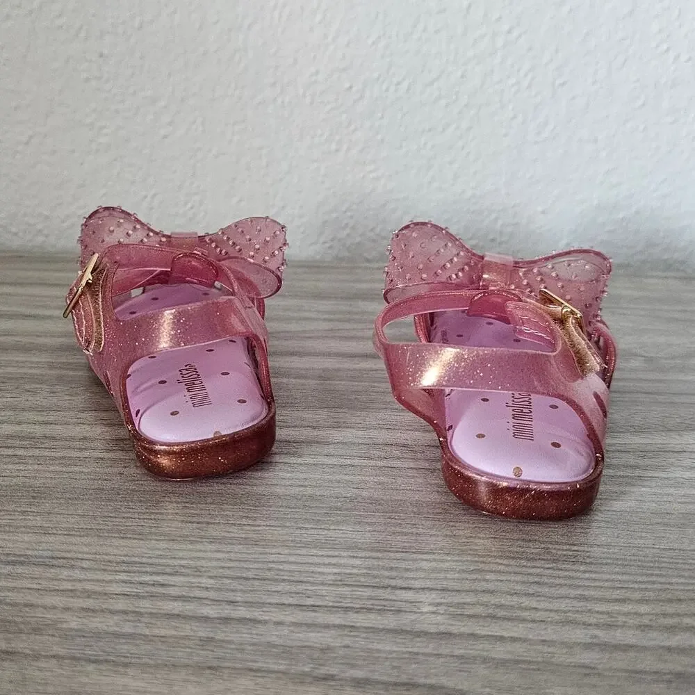 Mini Melissa Aranha ARANHA XIII Pink Glitter Big Bow Studded Toddler Kids 6